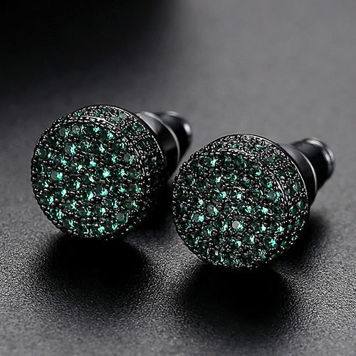 9MM Crystal Barbell Earrings For Men