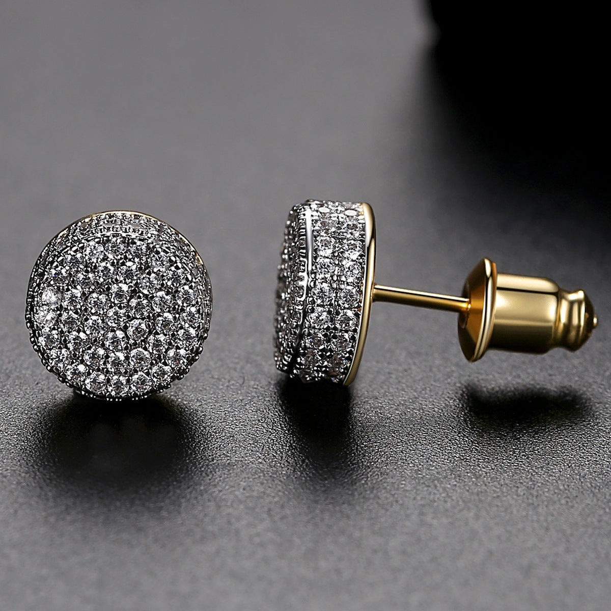 9MM Crystal Barbell Earrings For Men