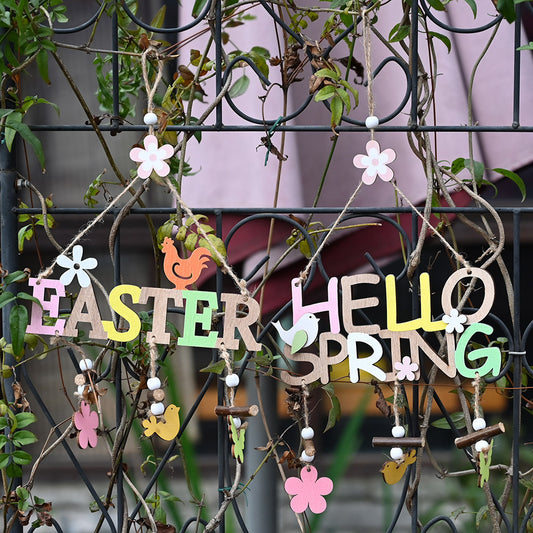 Wooden Nordic Easter and Spring Hanging Plaques