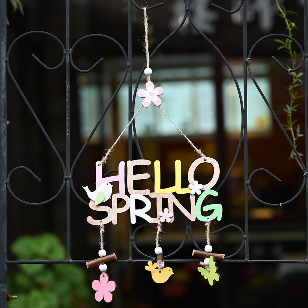 Wooden Nordic Easter and Spring Hanging Plaques