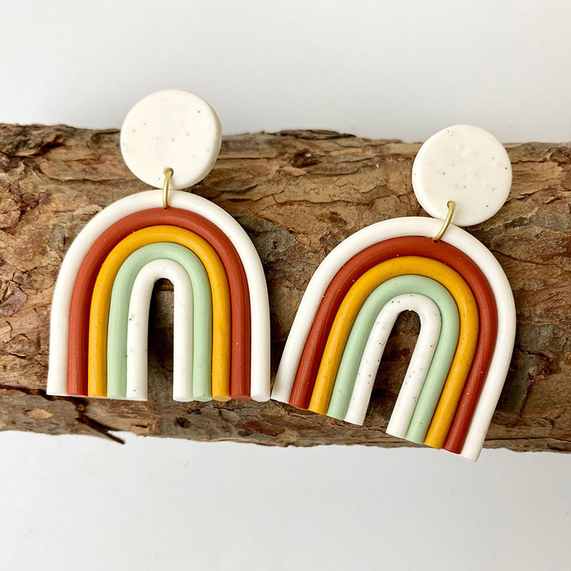 Soft Clay Rainbow Earrings