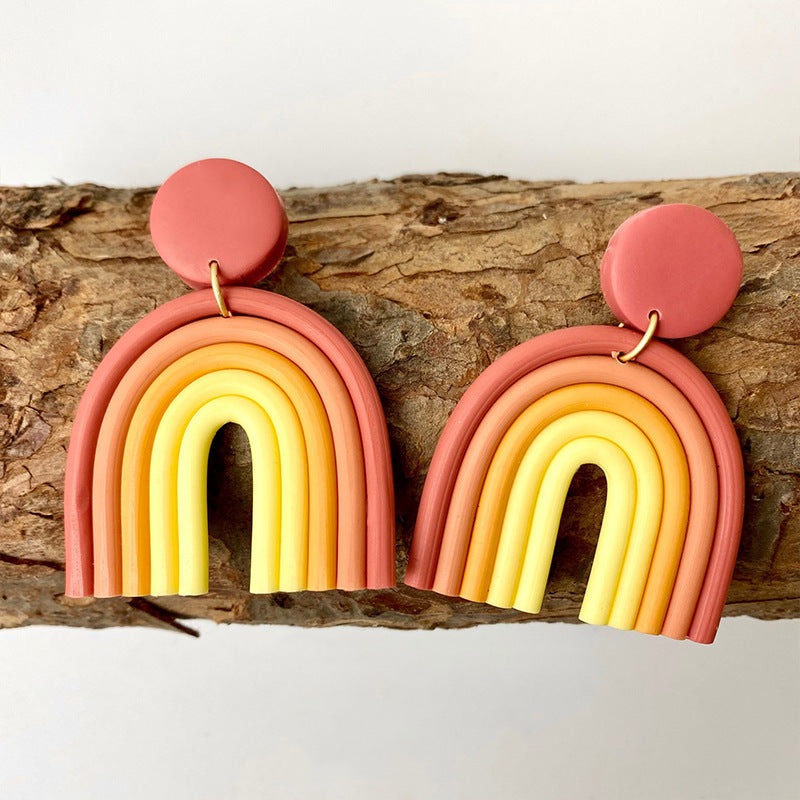 Soft Clay Rainbow Earrings