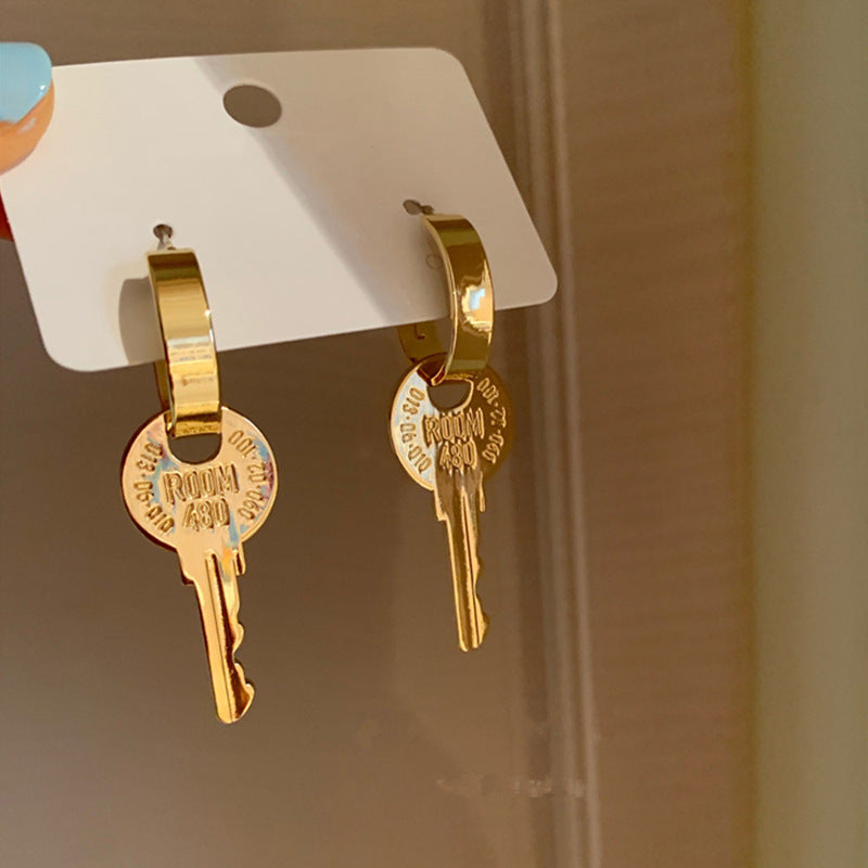 "Golden Key" - Punk Style Earrings