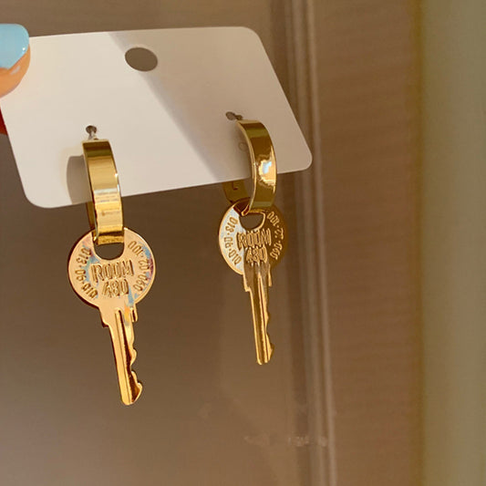 "Golden Key" - Punk Style Earrings