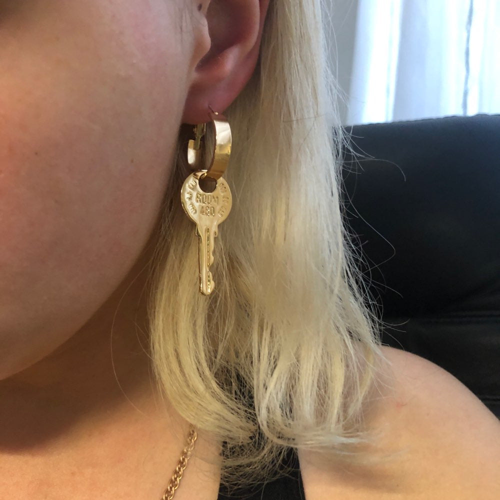 "Golden Key" - Punk Style Earrings