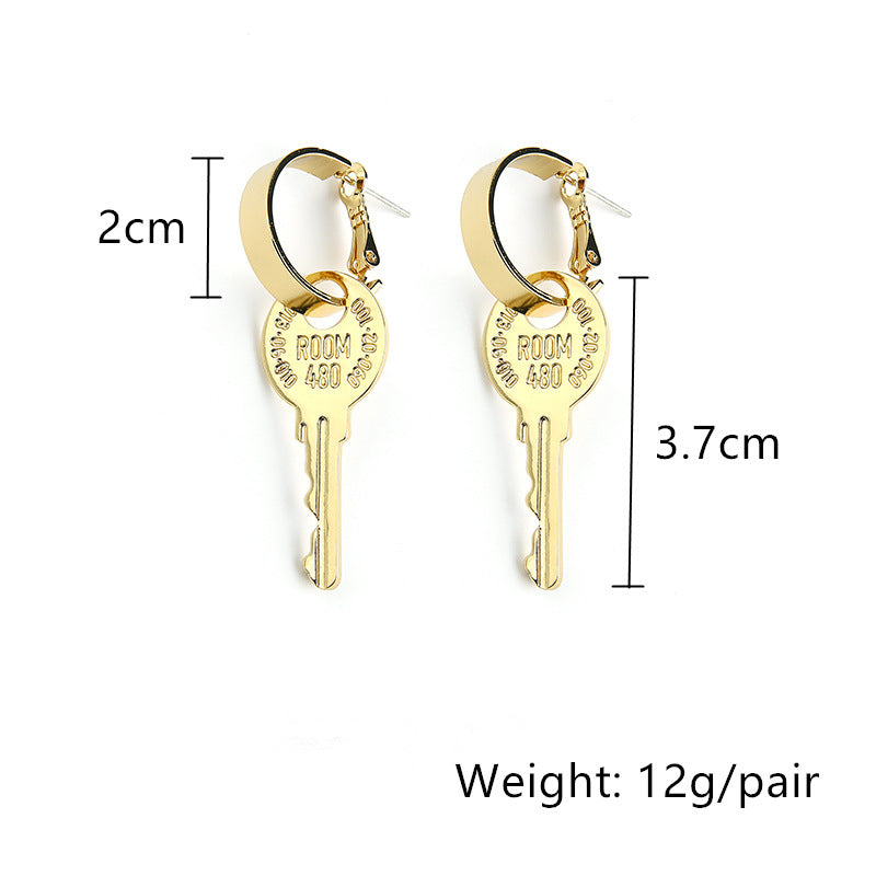 "Golden Key" - Punk Style Earrings