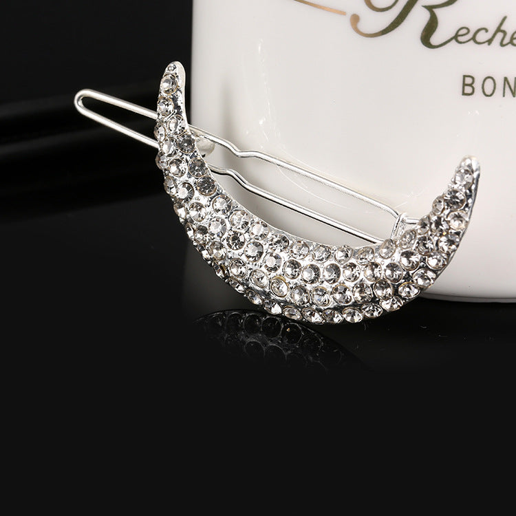 Zinc Alloy Rhinestone Moon Hairpin