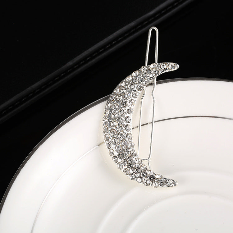 Zinc Alloy Rhinestone Moon Hairpin