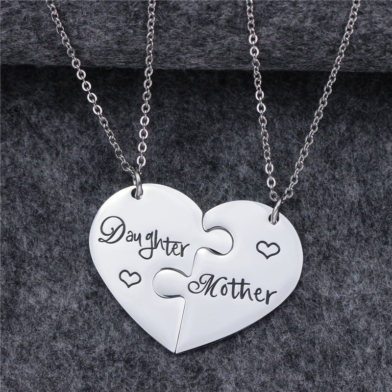 Daughter Mother Titanium Steel Pendant Necklace