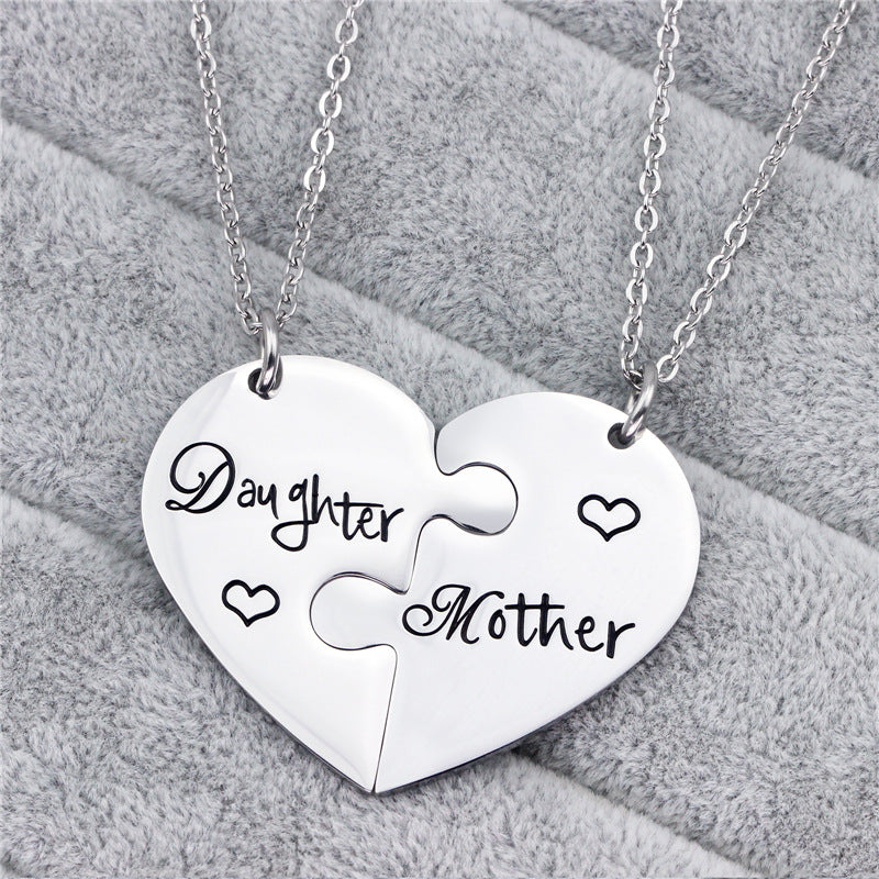 Daughter Mother Titanium Steel Pendant Necklace