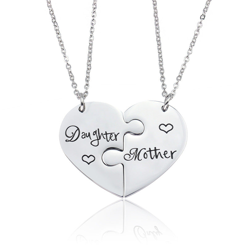 Daughter Mother Titanium Steel Pendant Necklace