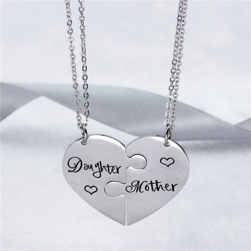 Daughter Mother Titanium Steel Pendant Necklace