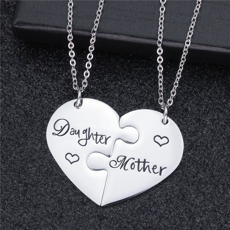 Daughter Mother Titanium Steel Pendant Necklace