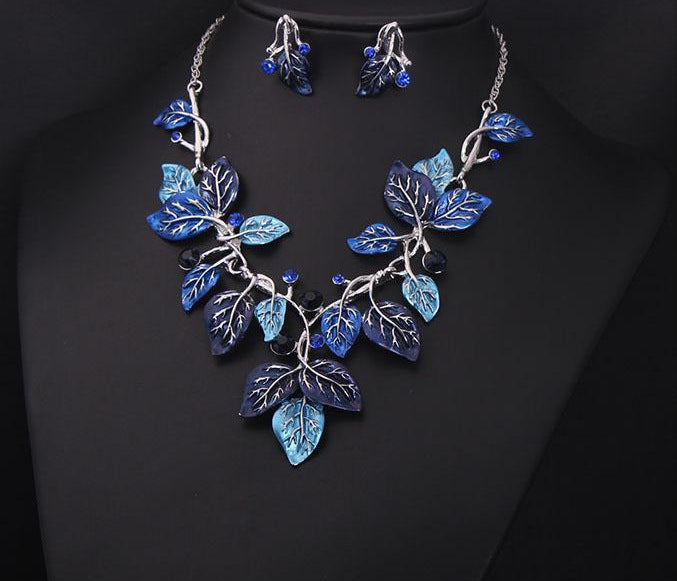 Colorful Leaf Statement Jewelry Set