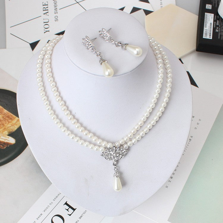 "Darling Pearl" -  Crystal and Pear Necklace Set
