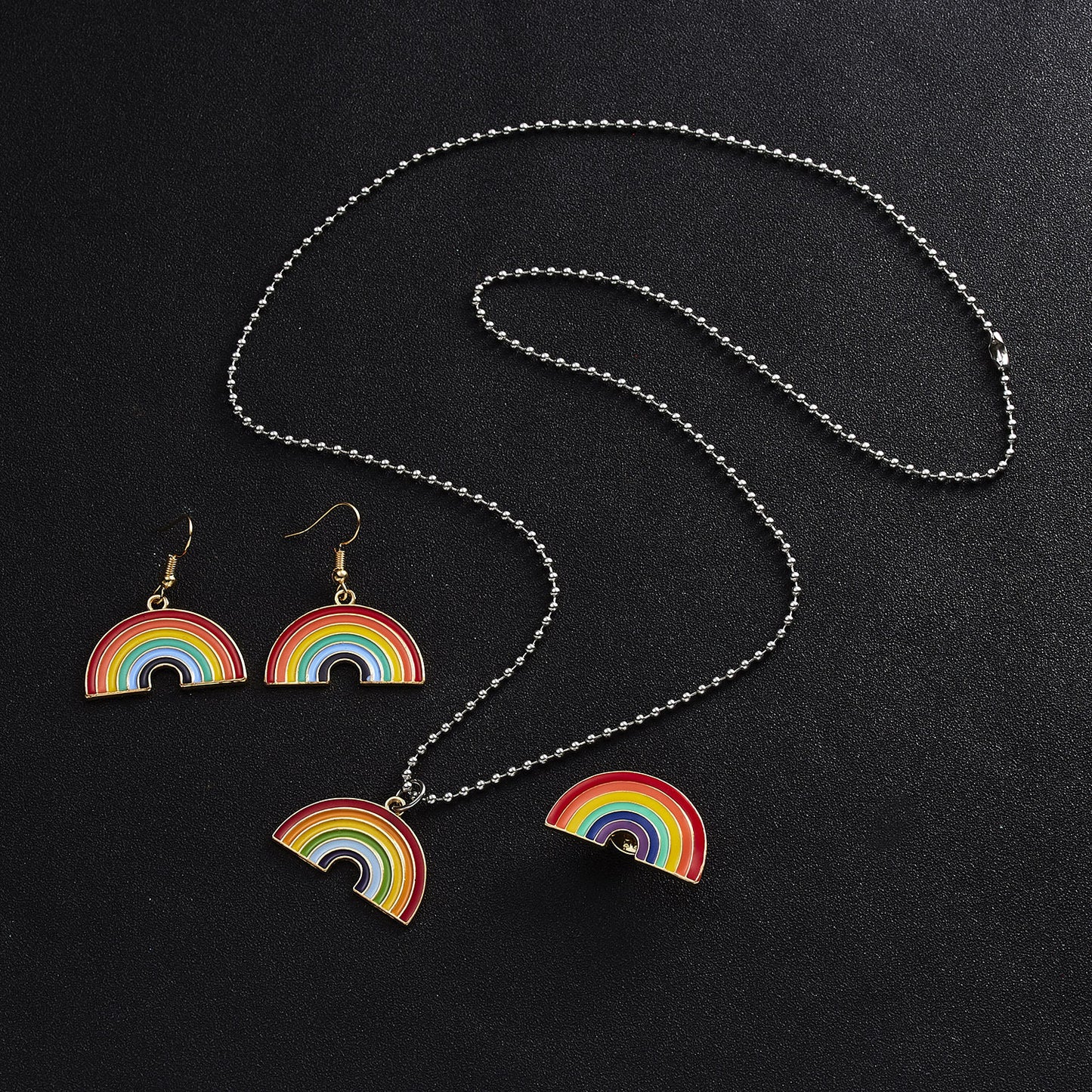 Oil Painting Rainbow Necklace Set