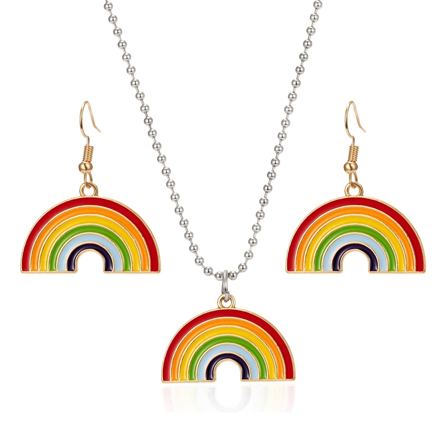 Oil Painting Rainbow Necklace Set
