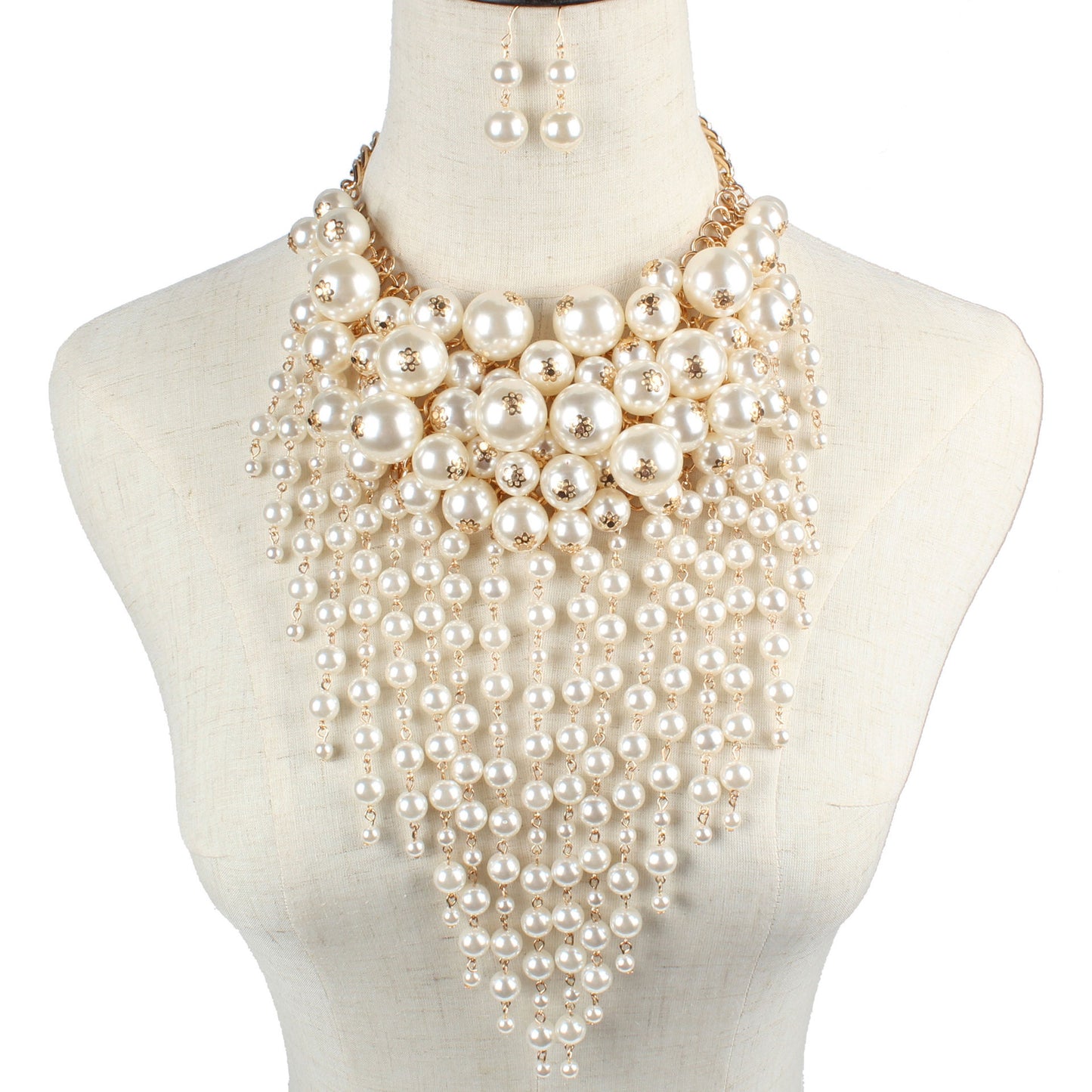 Multilayer Clothing Imitation Pearl Tassel, Exaggerated Jewelry Necklace