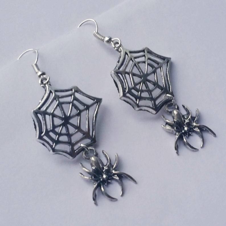 Gothic Spider Web Earrings