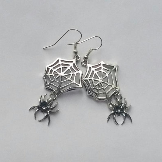 Gothic Spider Web Earrings