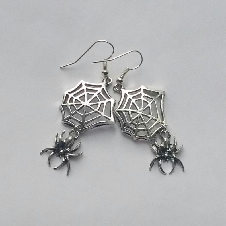 Gothic Spider Web Earrings