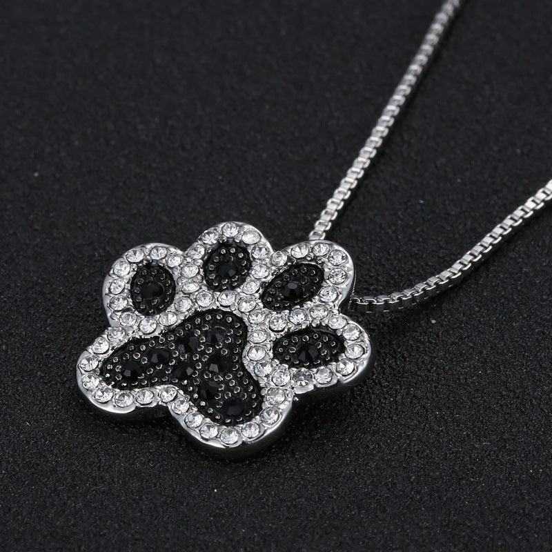 Crystal Dog Footprint Necklace