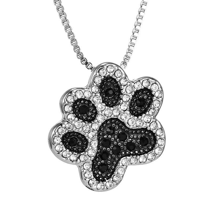 Crystal Dog Footprint Necklace