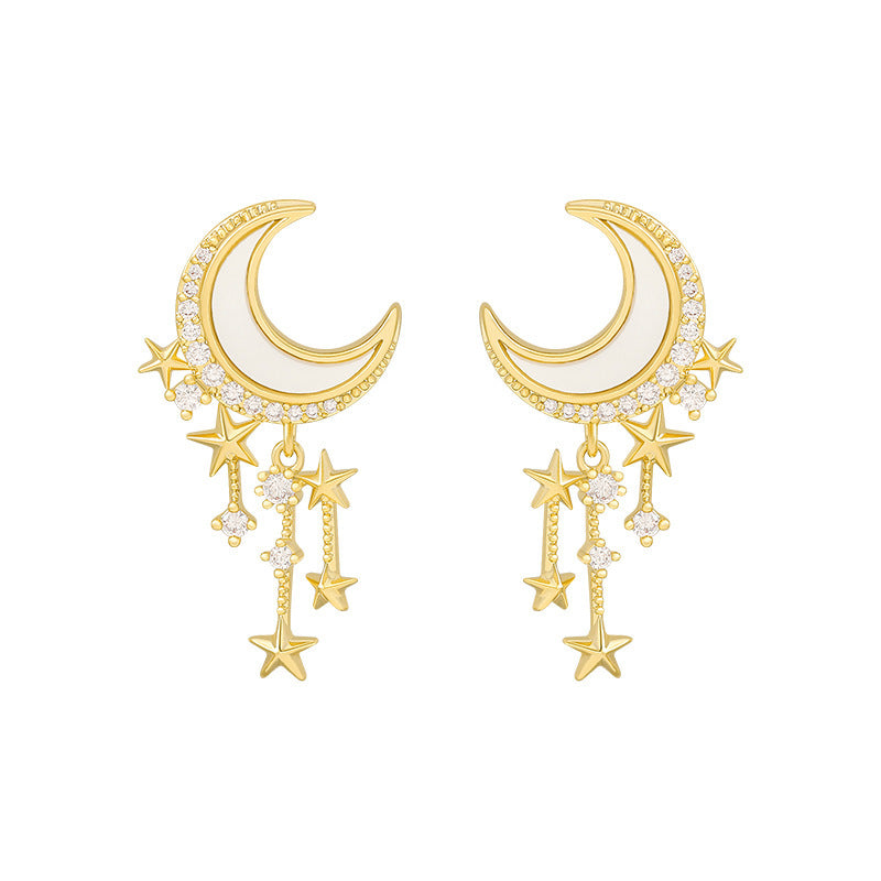 "Moon Over Stars" - Stud Earrings