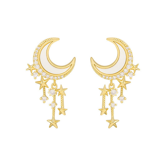 "Moon Over Stars" - Stud Earrings