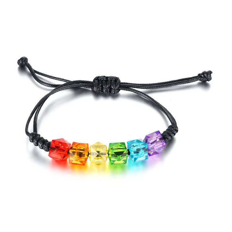 Braided Wax Rainbow Rope Bracelet