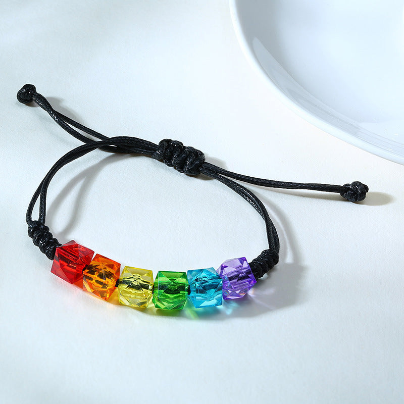 Braided Wax Rainbow Rope Bracelet