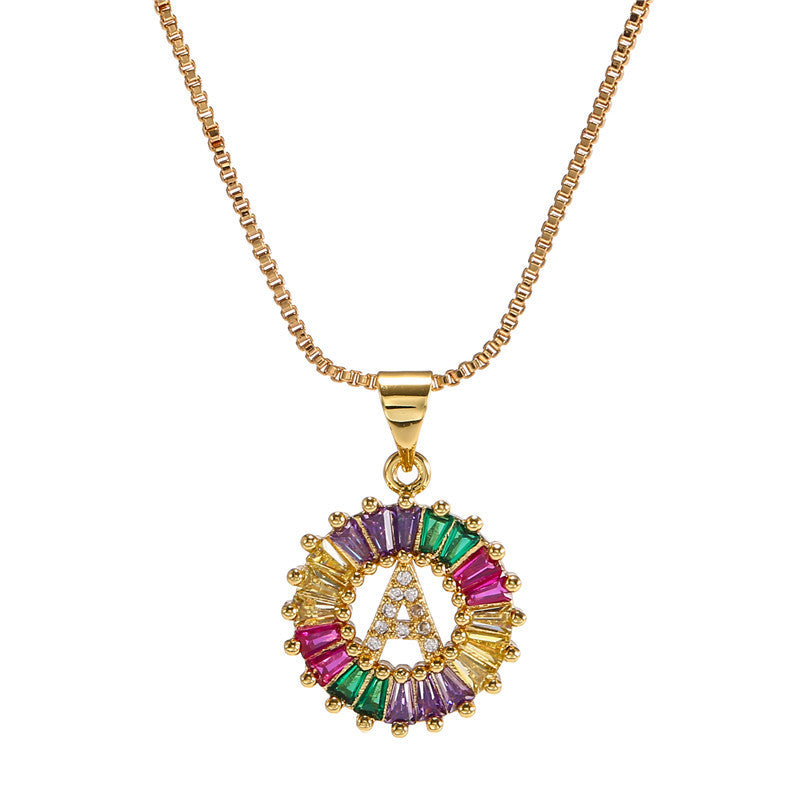 "Rainbow Letter" - Stainless Steel Pendant Necklace