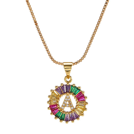 "Rainbow Letter" - Stainless Steel Pendant Necklace