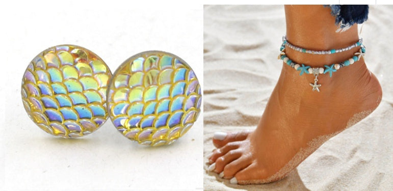 Mermaid Scales Earrings + Anklet