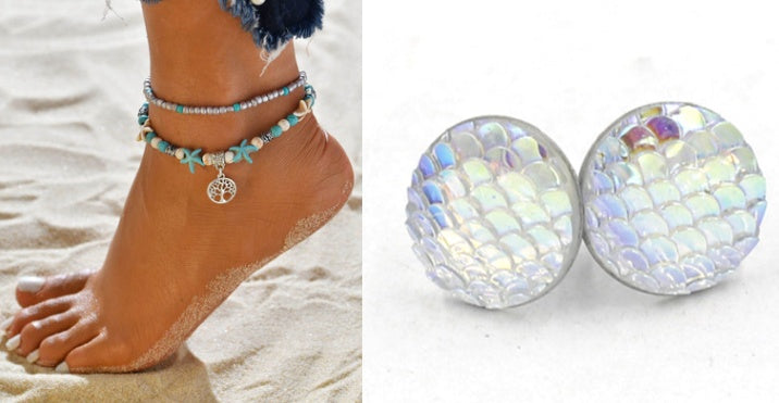 Mermaid Scales Earrings + Anklet