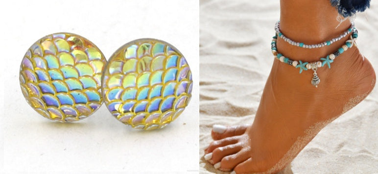 Mermaid Scales Earrings + Anklet
