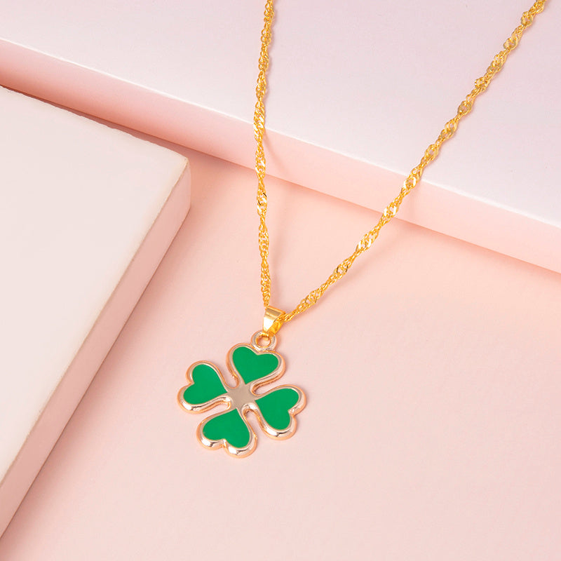 "Luck of the Clover" - Enamel  Necklace