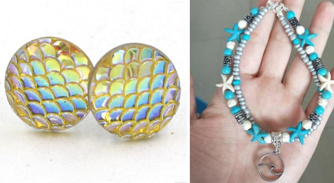 Mermaid Scales Earrings + Anklet
