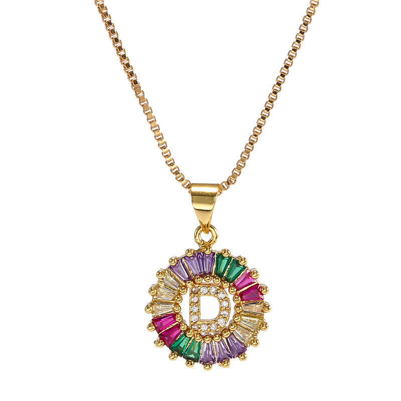 "Rainbow Letter" - Stainless Steel Pendant Necklace