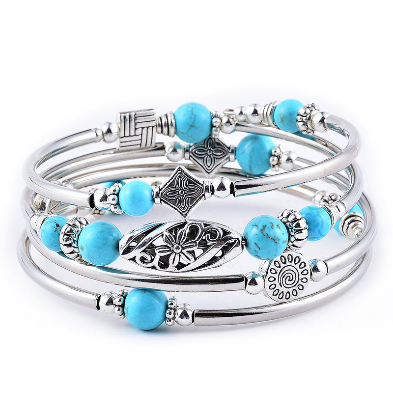 Handmade Natural Turquoise Winding Bracelet