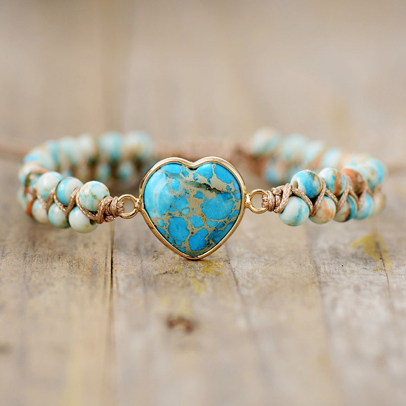 "Emperor Stone" - Handwoven Heart-shaped Bracelet