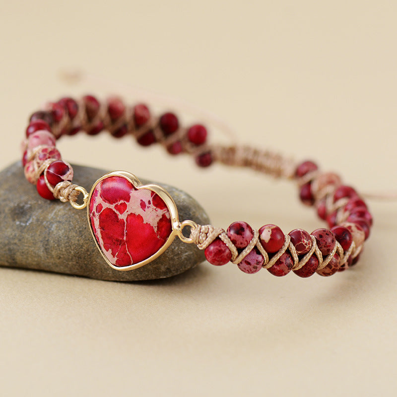 "Emperor Stone" - Handwoven Heart-shaped Bracelet