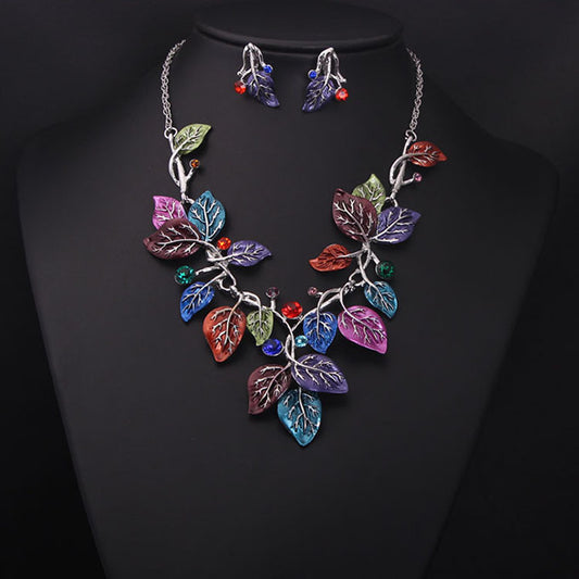 Colorful Leaf Statement Jewelry Set