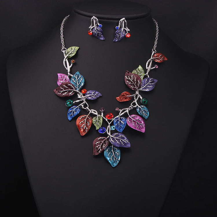 Colorful Leaf Statement Jewelry Set