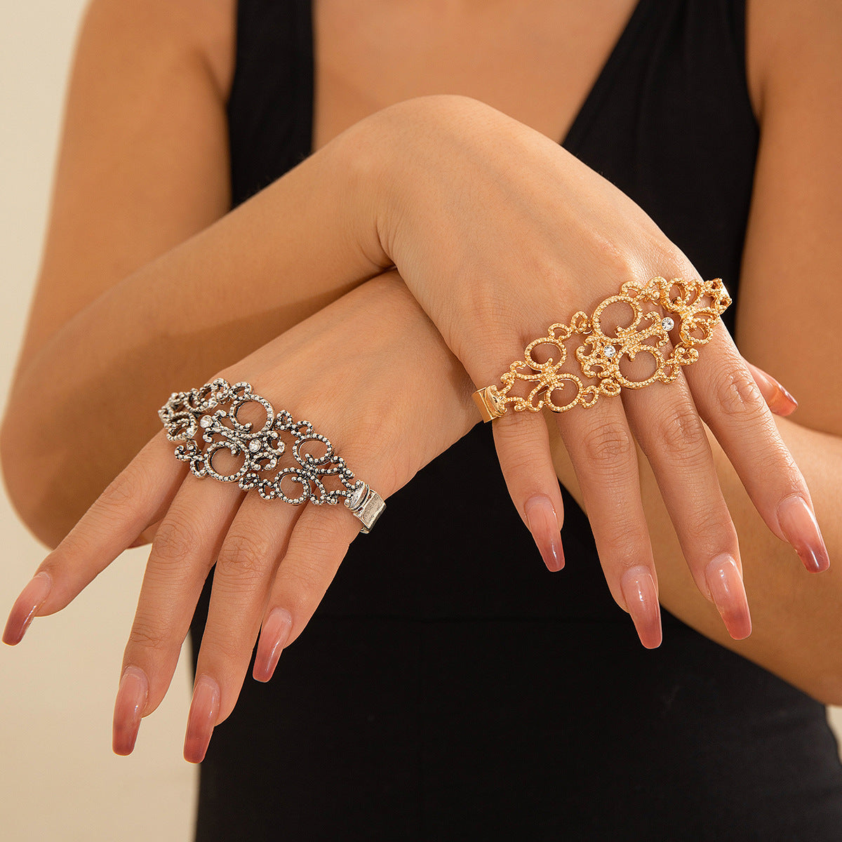 "Goth Glam" - Vintage Goth Hand Bracelet