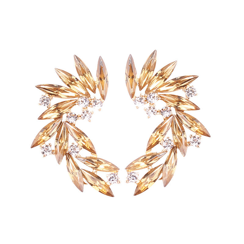 Alloy Diamond Feather Ear Cuffs