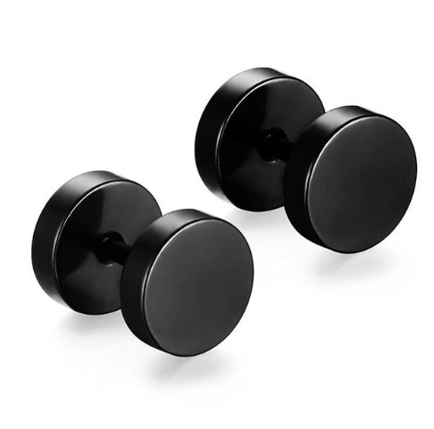 8MM Stainless Steel Barbell Earrings for Men and Women