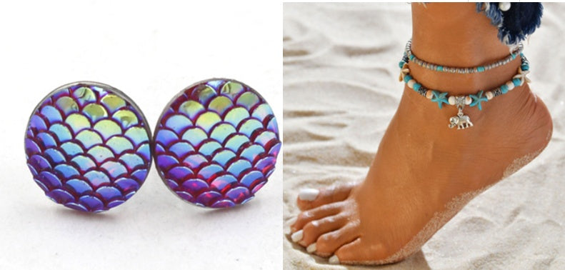 Mermaid Scales Earrings + Anklet