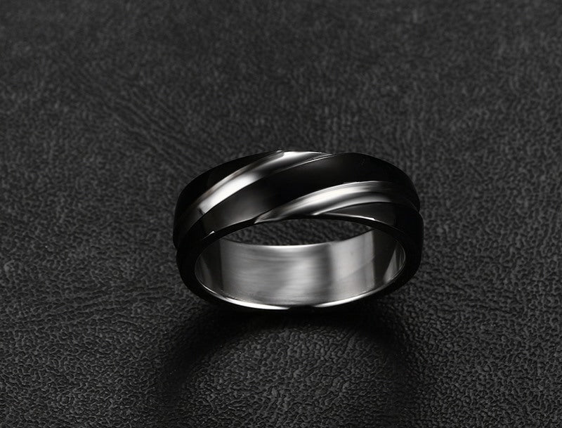Black Titanium Steel Twill  Ring
