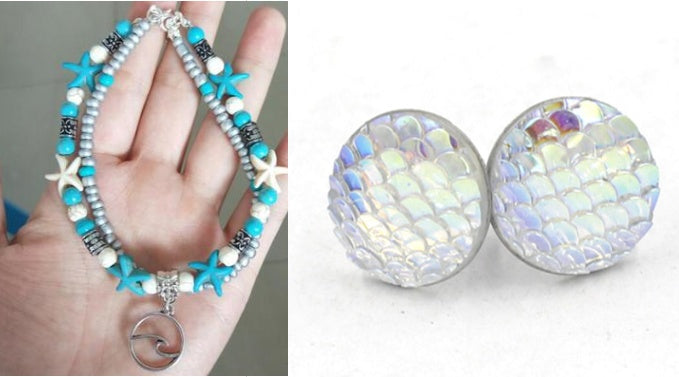 Mermaid Scales Earrings + Anklet